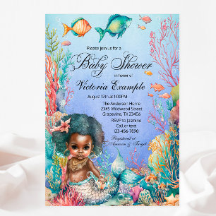 Svart sjöjungfru baby shower inbjudningar