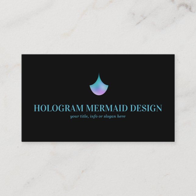 Svart sjöjungfru hologram svans visitkort (Framsida)