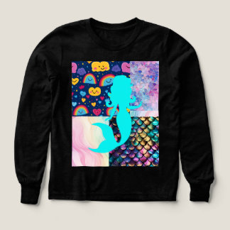 Svart sjöjungfru Patchwork Scales T Shirt