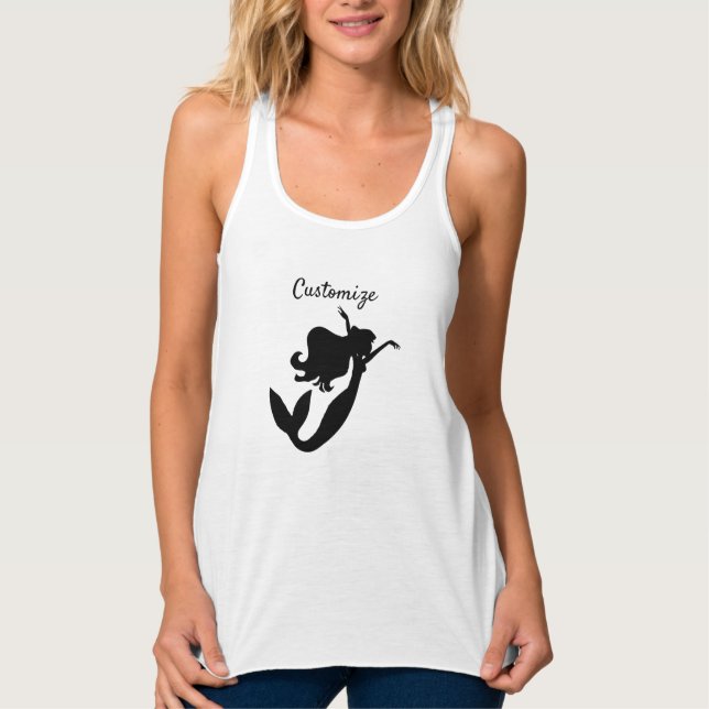 Svart Sjöjungfru Silhouette Thunder_Cove Linne Med Racerback (Framsida)