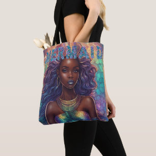Svart Sjöjungfru Tote Bag Tygkasse
