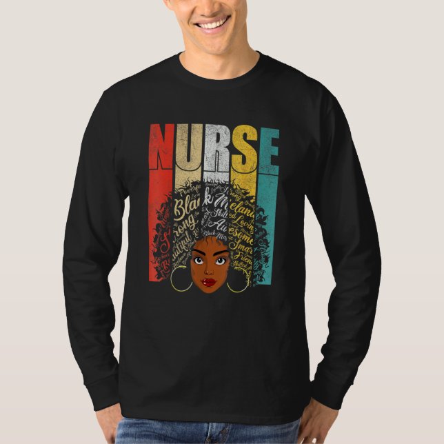 Svart sjuksköterska för kvinnor flickor Melanin Af T Shirt (Framsida)