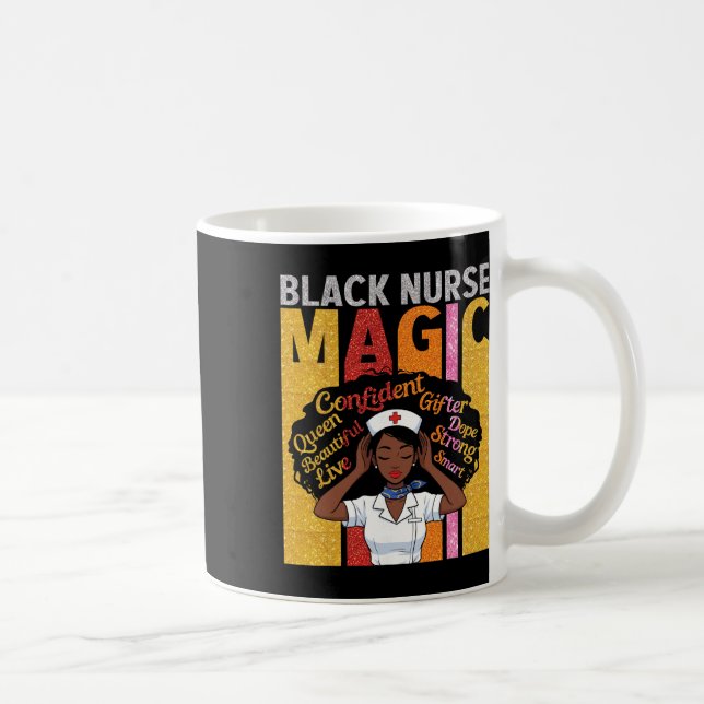 Svart Sjuksköterska Magi Självsäker Vacker Drottni Kaffemugg (Höger)