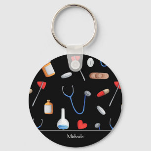 Svart sjuksköterska medicinsk nyckelring