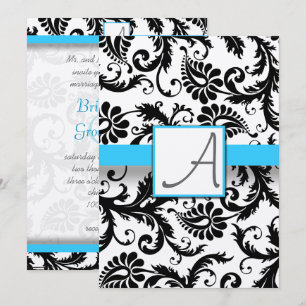 Svart skaka Swirls Bright Aqua Trim No Dots Inbjudningar