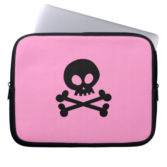 Svart skalle laptop sleeve (Framsidan)