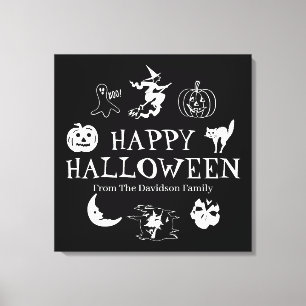 Svart skämtdekör för happy halloween canvastryck