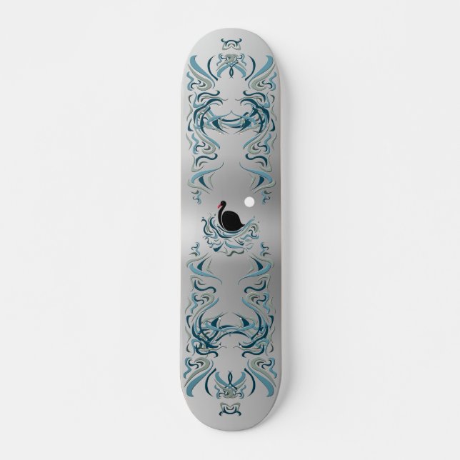 Svart skateboard Deck, Svan (Framsida)
