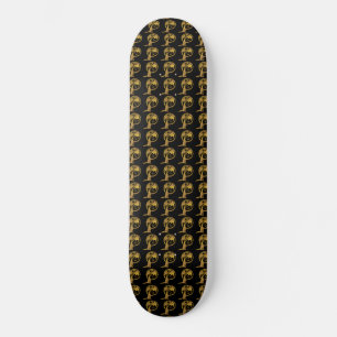 Svart skateboard för varg och drake Guld