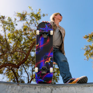 Svart Skateboard med färglöst Neon Ljus