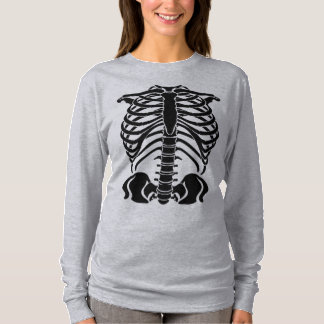 Svart skelett revben bur t shirt