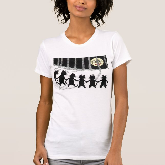 Svart skjorta för kattmåne T Shirt (Framsida)