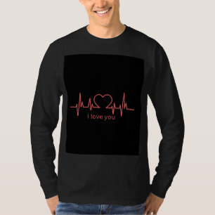 Svart skjorta med lång ärm och 'jag älskar dig'-de t shirt