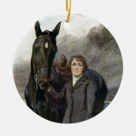 Svart skönhet - hon valde mig för henne hästen julgransprydnad keramik