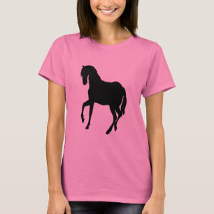 Svart skönhethästsöt i rosa damer LSleeve Tee