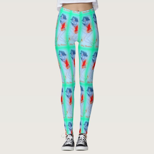 Svart skönhetsbild, grönt leggings (Framsida)