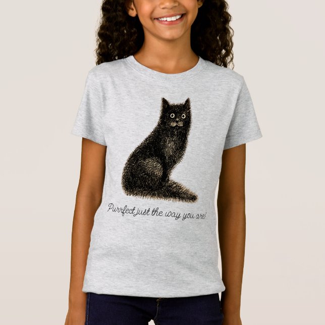 Svart skorrig katt T-Shirt (Framsida)