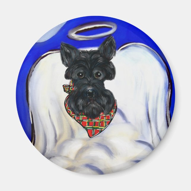 Svart skotsk terrier ängel magnet (Framsidan)