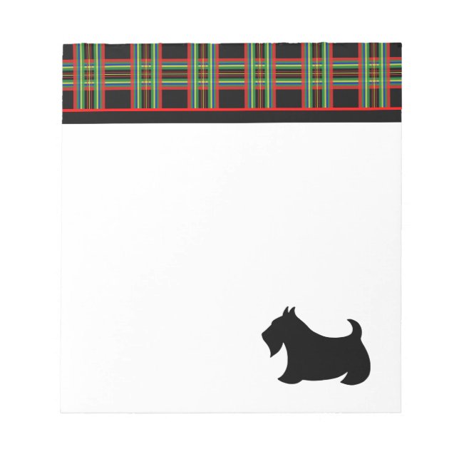 Svart skotsk terrier notepad i plaid anteckningsblock (Framsida)
