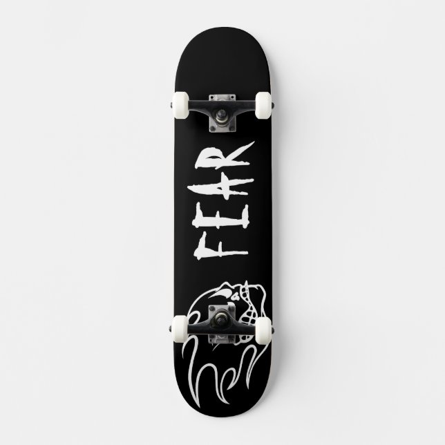 Svart skräckSkateboarddäck med vit Skateboard Bräda 19,5 Cm (Framsida)