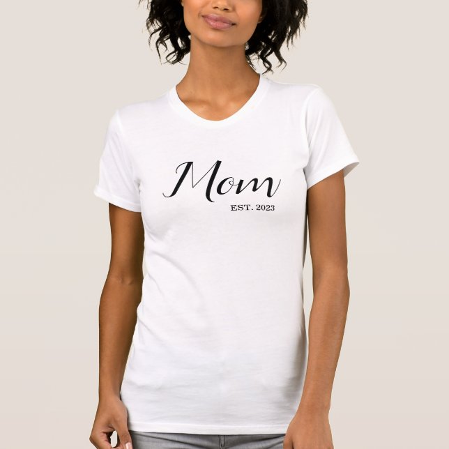 Svart Skrift Etablerad Mamma T-Shirt (Framsida)