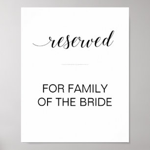 Svart Skrift Reserverad Bord Bröllopsskylt Poster
