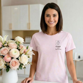 Svart Skript Anställds Namn Företagets Logotyp Ögo T Shirt