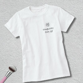 Svart skript anställds namn Företagets logotyp Smi T Shirt