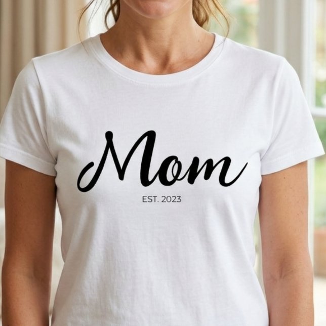 Svart Skript År Etablert Mamma T Shirt (Skapare uppladdad)