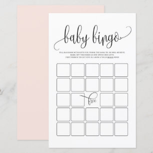 Svart skript Baby Bingo Shower-spel