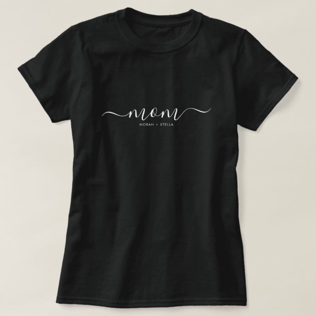 Svart Skript Barn Namn Mamma T-Shirt (Design framsida)