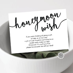 Svart skript, Bröllop Honeymoon Wish Fund Tilläggskort