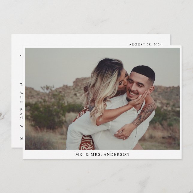 Svart skript Bröllop i Finare Calligraphy Tack Kort (Fram/baksida)