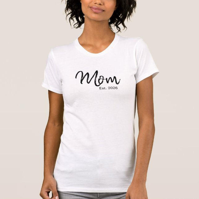 Svart Skript Establisherad Mamma T-Shirt (Framsida)