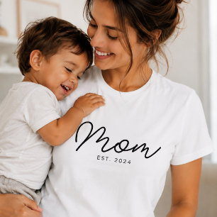 Svart Skript Establisherad Mamma T-Shirt