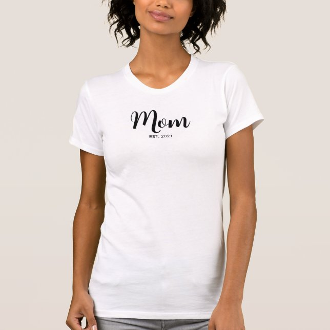 Svart Skript Establisherad Mamma T Shirt (Framsida)