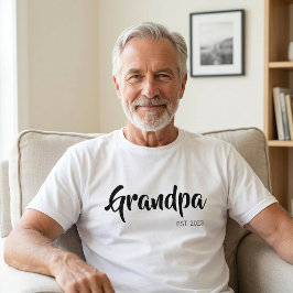 Svart Skript Etablerad Farfar T Shirt