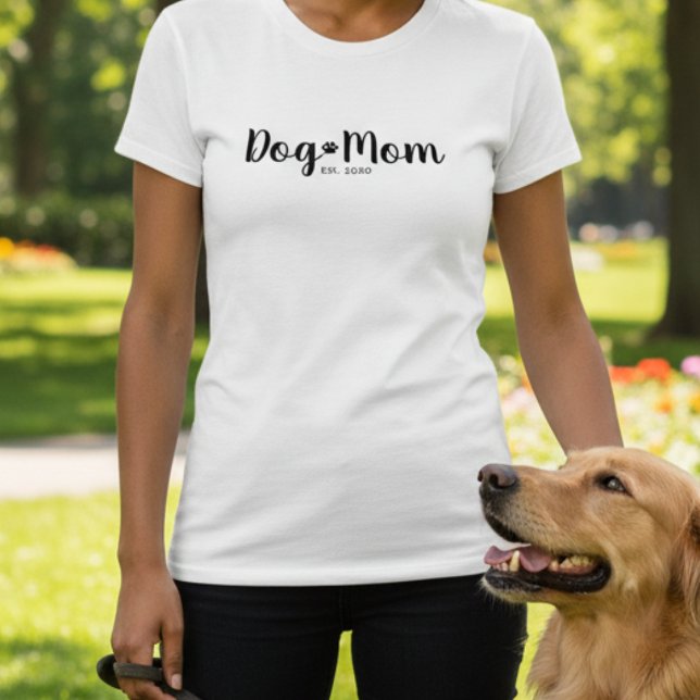 Svart Skript Etablerad Hundmamma T-Shirt (Skapare uppladdad)