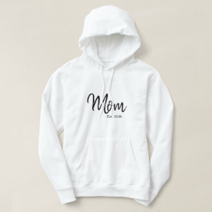 Svart Skript Etablerad Mamma Hoodie