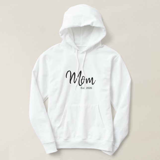 Svart Skript Etablerad Mamma Hoodie (Design framsida)