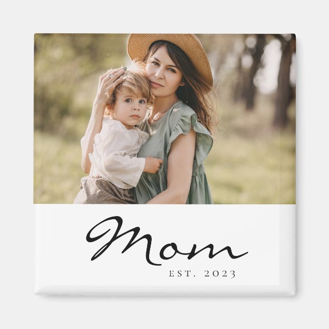 Svart Skript Etablerad Mamma Magnet (Framsidan)