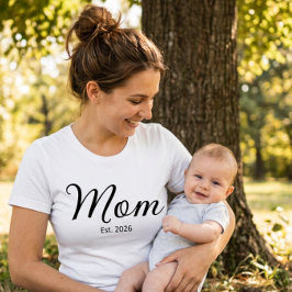 Svart Skript Etablerad Mamma T Shirt