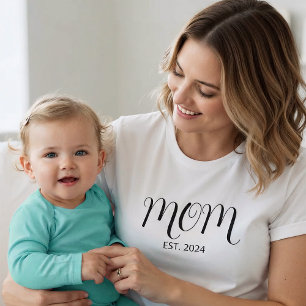 Svart Skript Etablerad Mamma T-Shirt