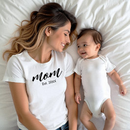 Svart skript Etablerad Mamma T Shirt
