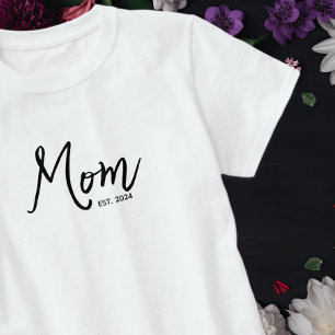 Svart Skript Etablerad Mamma T Shirt