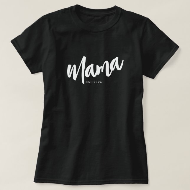 Svart Skript Etablerad Mamma T-Shirt (Design framsida)