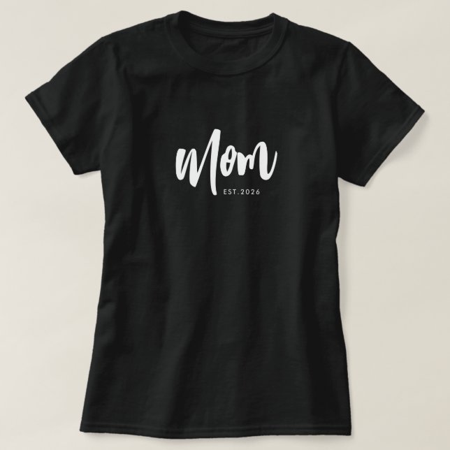 Svart Skript Etablerad Mamma T-Shirt (Design framsida)