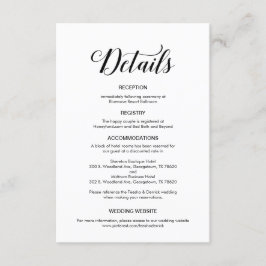 Svart skript för elegant, Bröllop Information om Tilläggskort