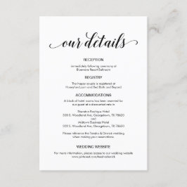 Svart skript för elegant, Bröllop Information om Tilläggskort