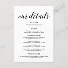 Svart skript för elegant, Bröllop Information om Tilläggskort